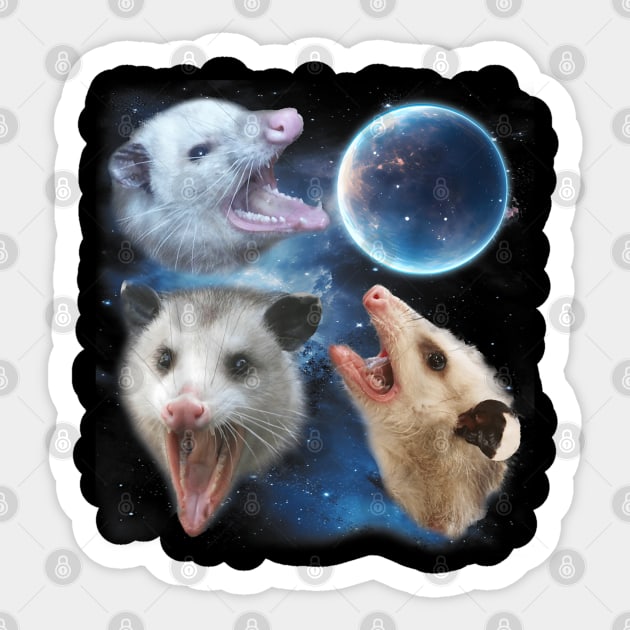 Three Opposum Moon 3 Possum Dead Moon Weird Cursed Meme Sticker by HBart